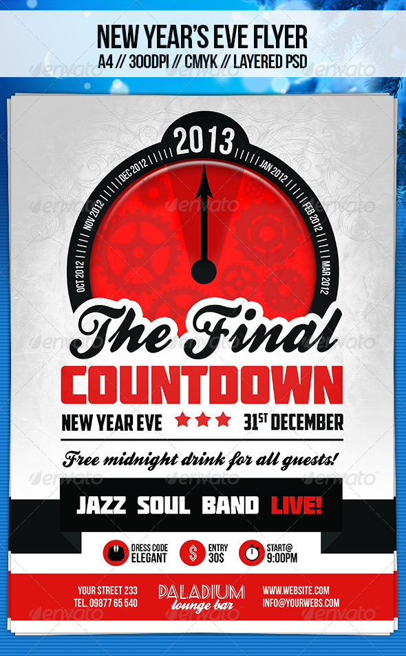 Retro New Year's Eve Flyer Template - Holidays Events