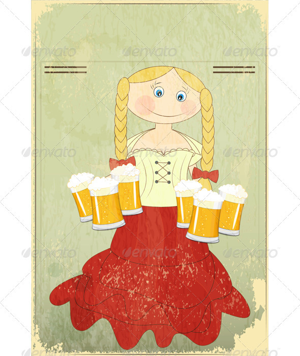 Blond Girl with Beer - People Characters
