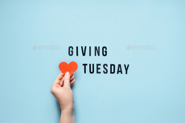 Giving Tuesday, Give, Help, Donation, Support, Volunteer concept with red heart