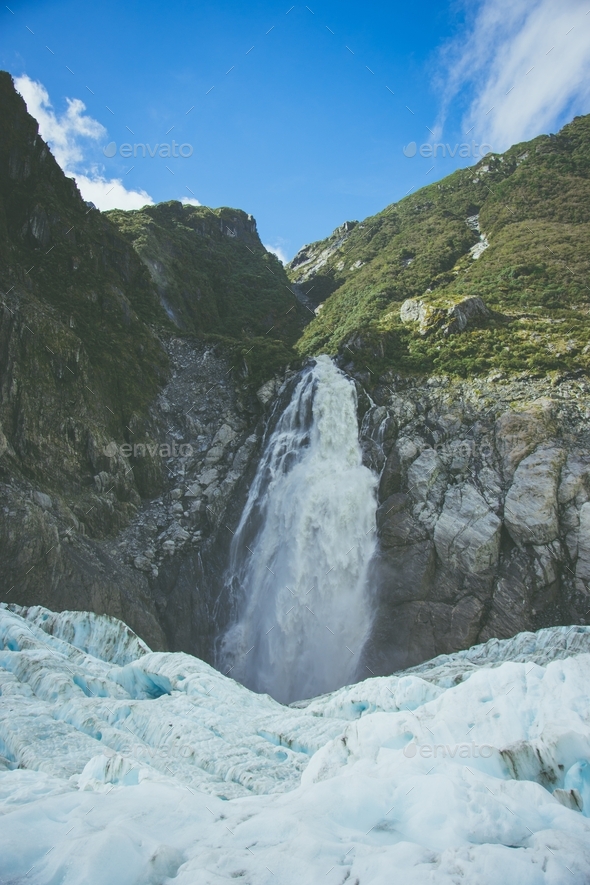 Ice glacier waterfall nature new zealand cold water