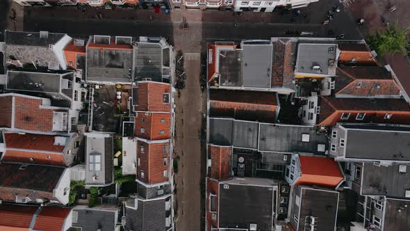 Drone View of Red Brick Houses in Old European City