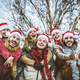 Happy group of friends wearing santa claus hat celebrating Christmas night together  - PhotoDune Item for Sale