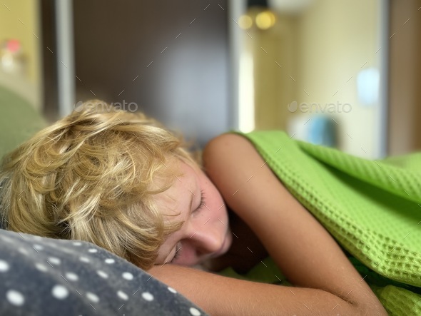Calmly sleeping boy teenager problems with sleeping, sleep health
