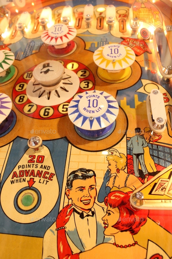 An old fashioned, retro, vintage pinball machine