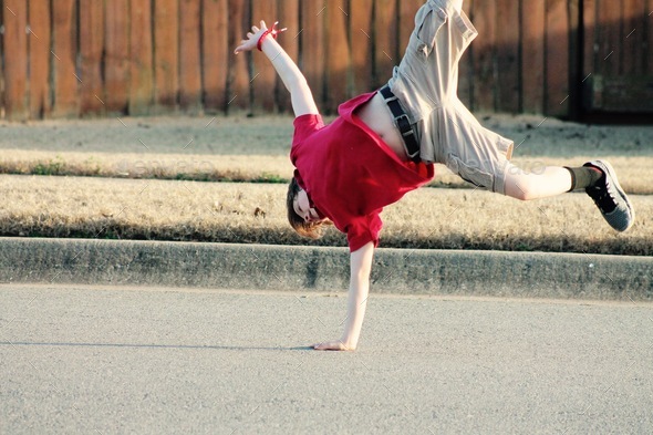 One handed Cartwheel - Stock Photo - Images