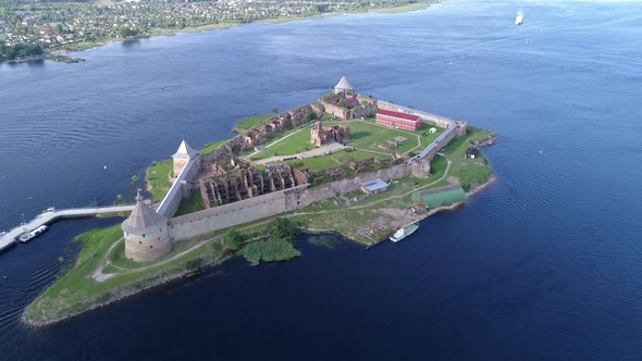 Aerial View on Fortress Oreshek Leningrad Region alt
