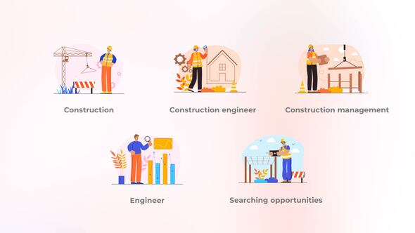 Construction engineer - Blue pink orange concept