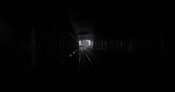 Dubai Metro Ride, the Tram Leaves the Underground