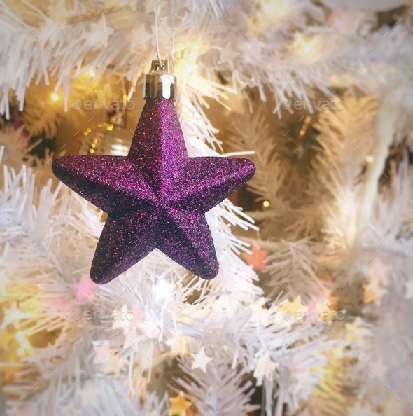Purple star Christmas tree decoration Stock Photo by betterxtogether