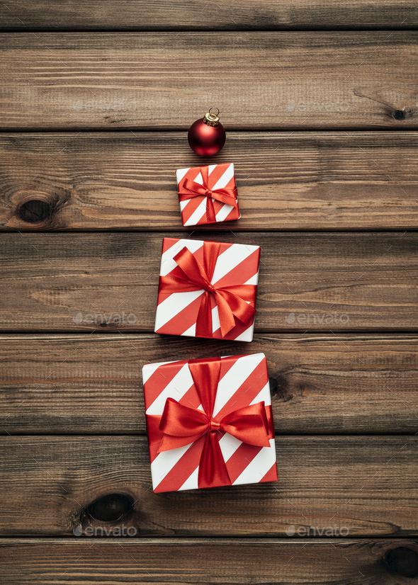 Vintage Christmas card with gift boxes Stock Photo by Kotenko PhotoDune