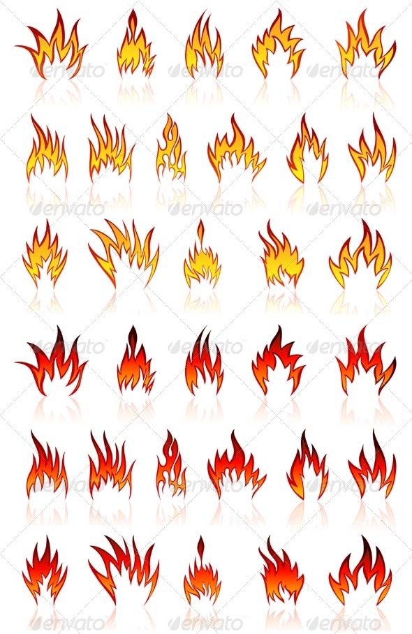 Fire Icon Set - Abstract Conceptual
