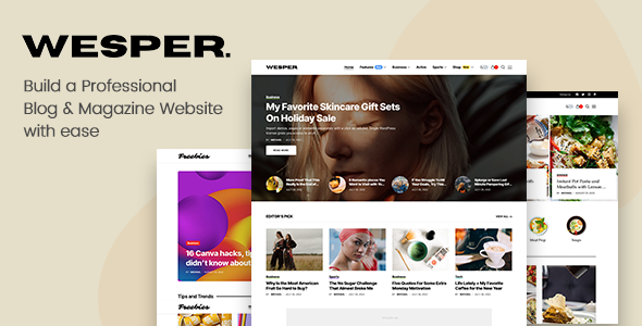 Wesper – WordPress Theme for Blogs & Magazines