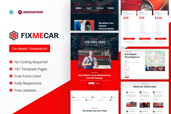 FixMeCar - Car Repair Business Elementor Template Kit