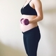 Pregnancy at week 24 asian mum-to-be in black workout outfit working out. Pregnant woman exercising  - PhotoDune Item for Sale