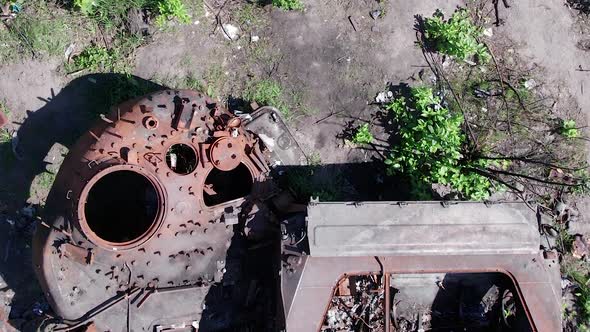 Vertical Video of a War in Ukraine  Destroyed Military Hardware alt
