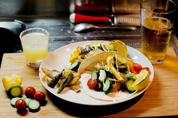 Mexican-inspired dinner ready to eat Stock Photo by jonathancant
