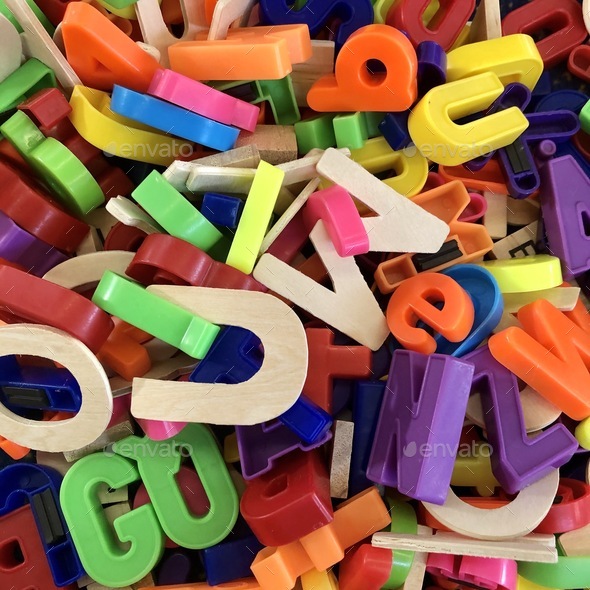 Colourful mix of multicoloured plastic toy alphabet letters Stock Photo ...