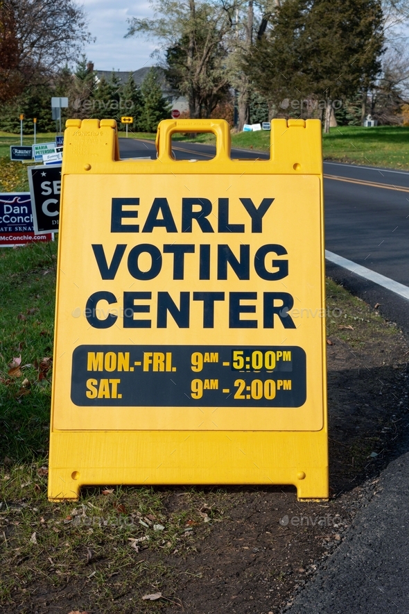 Early voting sign outside a polling place