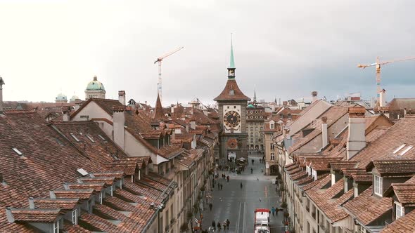 The Zytglogge in Kramgasse street, medieval clock tower in Bern, Switzerland. alt