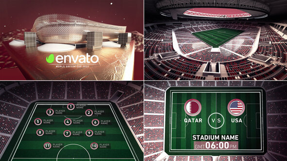 World Soccer Qatar 2022 Al Rayyan Stadium, After Effects Project Files