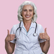Portrait of smiling cheerful female doctor with stethoscope. - PhotoDune Item for Sale