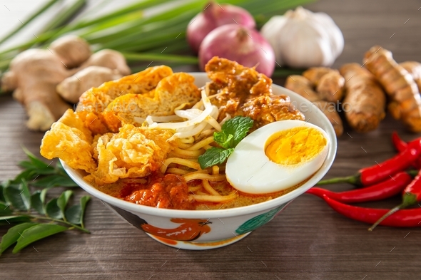 Curry Laksa which is a popular traditional spicy noodle soup from the ...