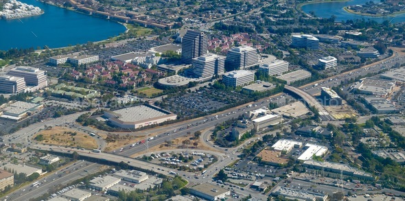Aerial view of Hi tech Silicon Valley At Bay Area