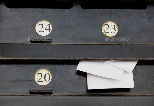 Metal post boxes and envelopes Stock Photo by mirarahneva | PhotoDune