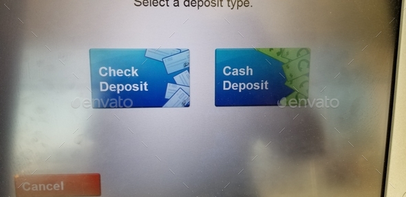 Finance and Wealth! Choosing to make a Check Deposit or a Cash Deposit through the ATM machine.