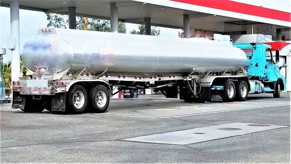 Gas and Oil! Tanker Truck Refueling the Gas Station Underground Tanks!