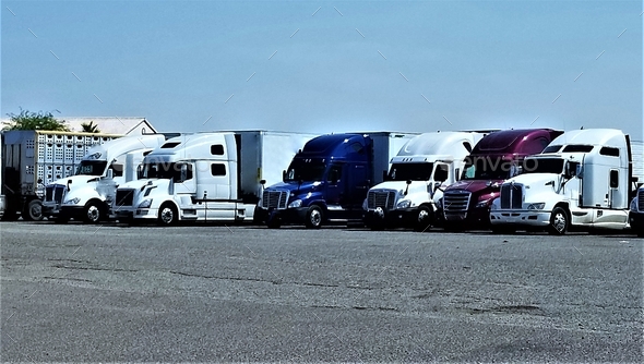 TRUCKING! Red, White and Blue Big Rigs! Stock Photo by AZ-BLT | PhotoDune