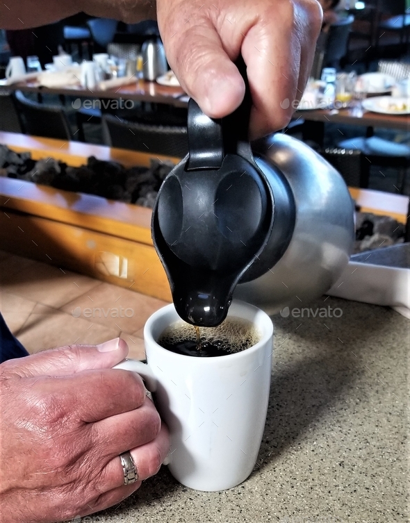 Hot Coffee! Pouring Coffee! Carafe of Coffee! Stock Photo by AZBLT