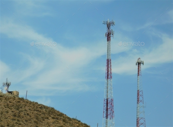 Telecommunications! Telecommunication Towers includes all types of towers. on the hill.