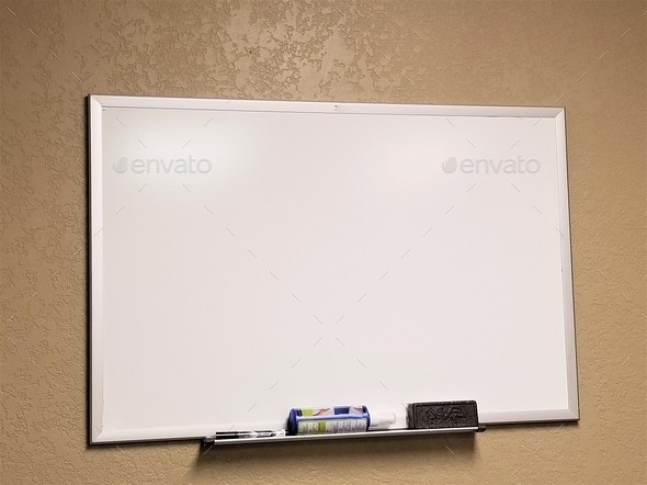 WHITE! A White Wipe Dry Erase Board on an Office Wall! Mock up!