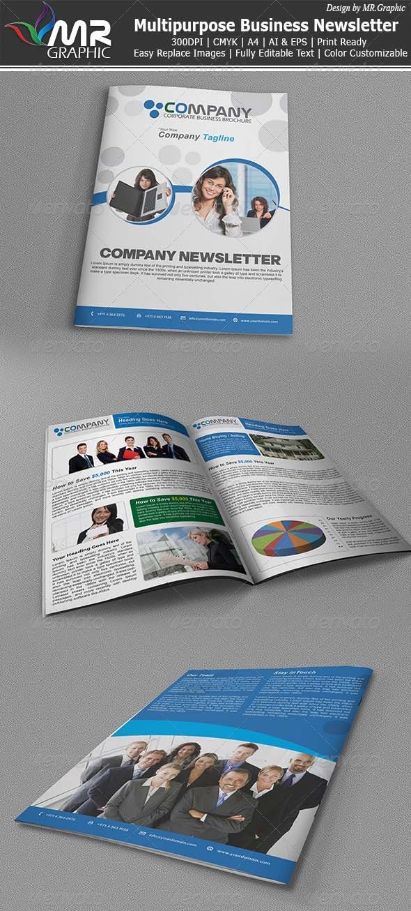 Multipurpose Business Newsletter - Newsletters Print Templates