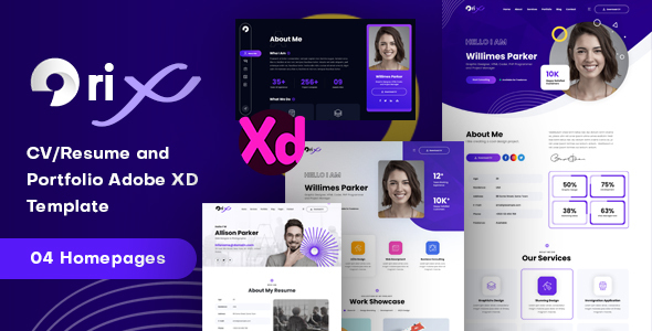 Orix - Personal CV/Resume and Portfolio Adobe XD Template