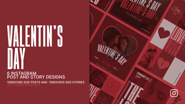 Valentine's Day Instagram Post And Story Product Promo template preview