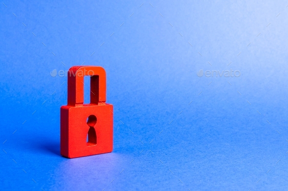 A red padlock