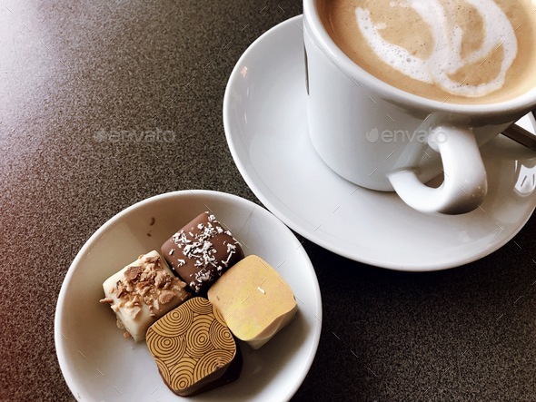 Coffee and a chocolate a perfect match for a coffee break