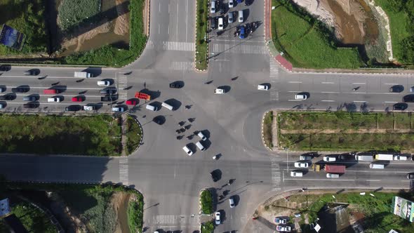 Traffic drone view of intersection