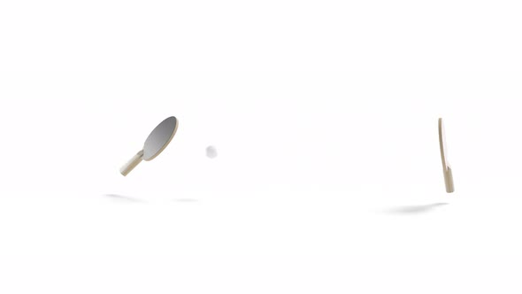 Blank table tennis racket with ball playing, looped animation alt