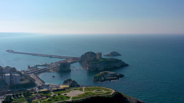 Drone view of beautiful seamless never ending footage while turquiose sea waves alt