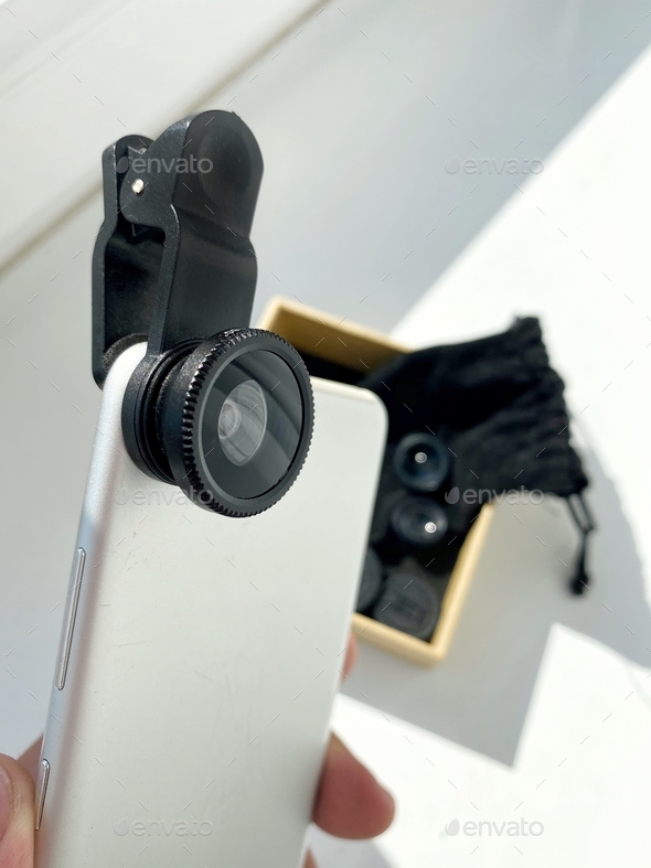 photo lens for mobile. telephoto lens for smartphone. portable photo