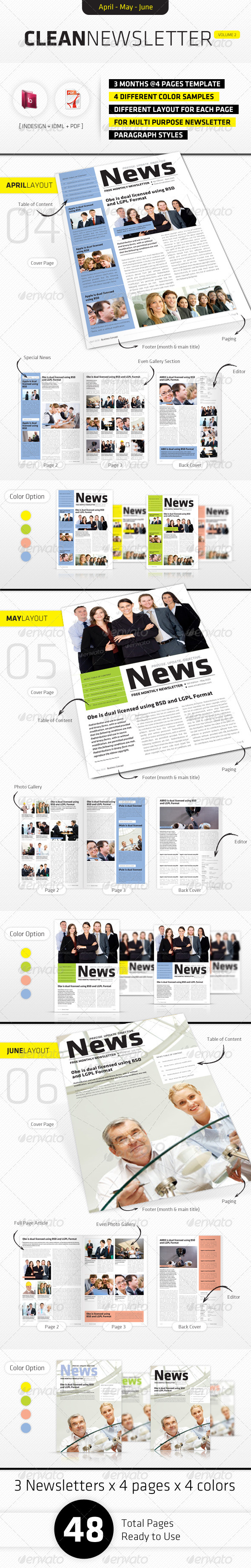 April - June Clean Newsletter V2 - Newsletters Print Templates