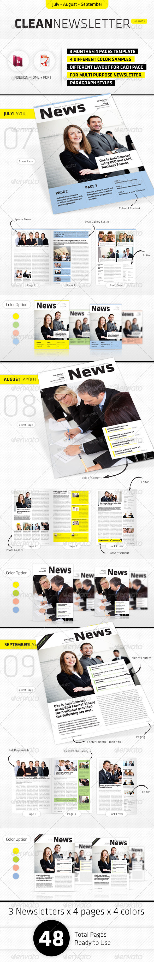 July - September Clean Newsletter V3 - Newsletters Print Templates