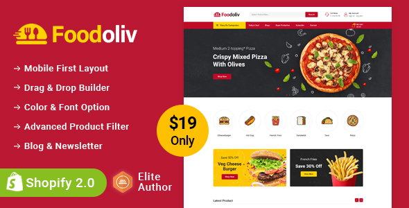 Foodoliv - Fast Food Restaurant Store Shopify 2.0 Responsive Theme