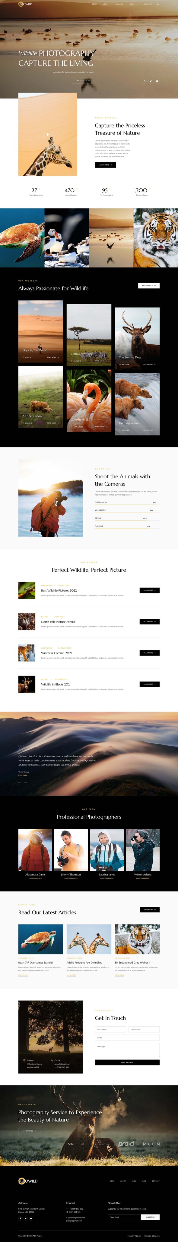 Geowild - Wildlife Photography Services Elementor Template Kit