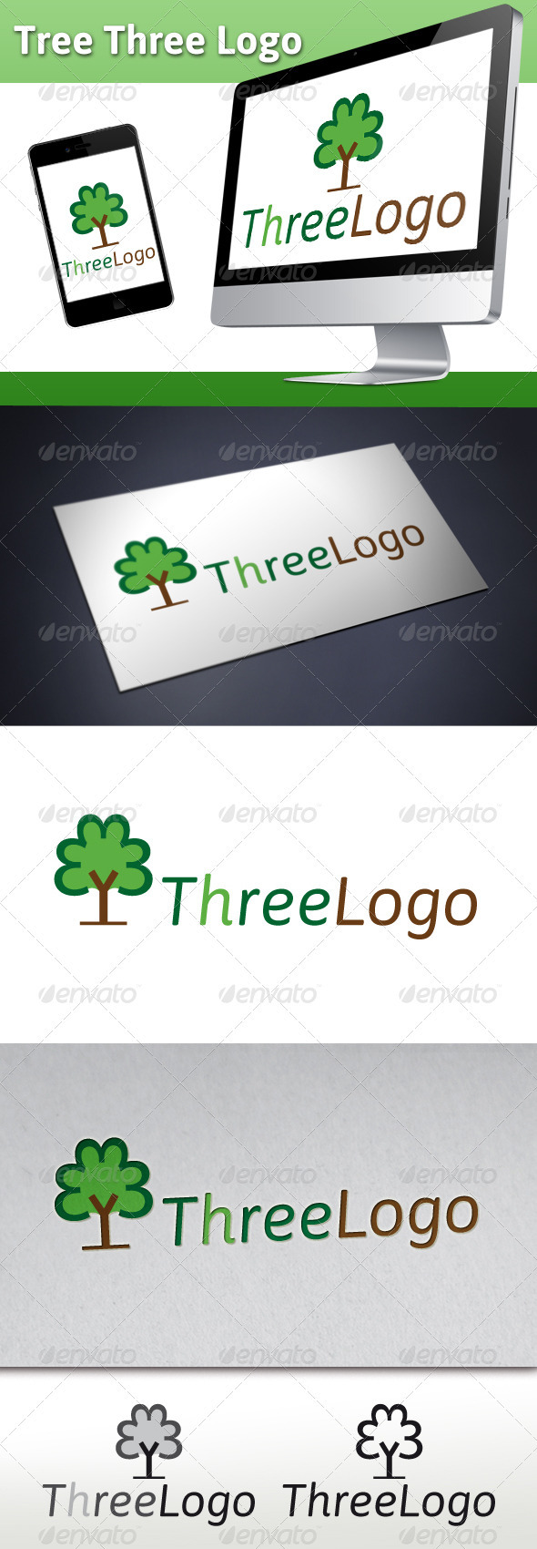 Tree Three Logo - Nature Logo Templates