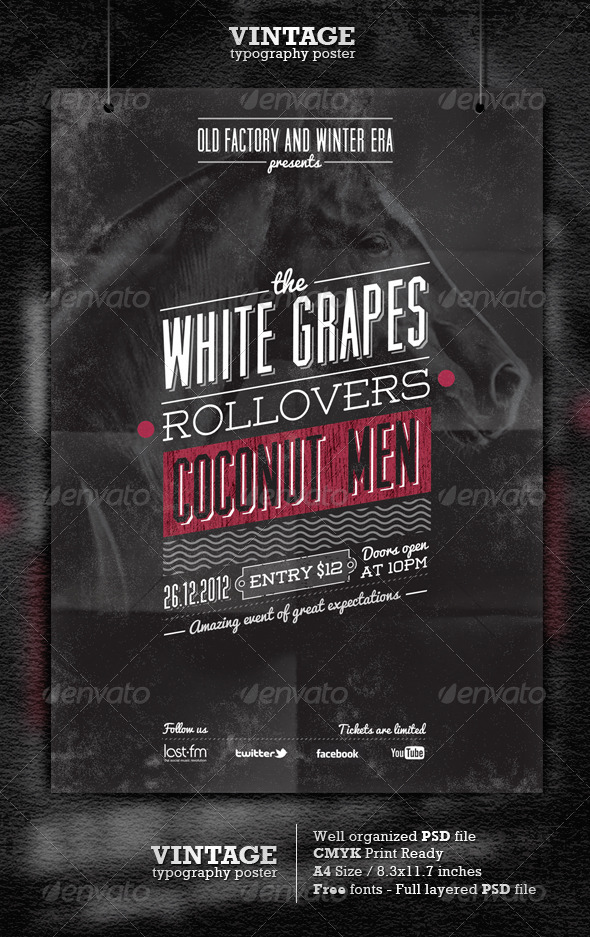 Vintage Typography Poster/Flyer - Concerts Events