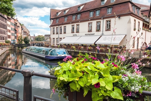 Summer view at La Petite France, a historic quarter of the city of Strasbourg in eastern France